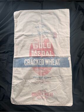 Gold Medal Cracked Wheat Products Vintage Cloth Feed Sack Faded Rare 100LB Baker